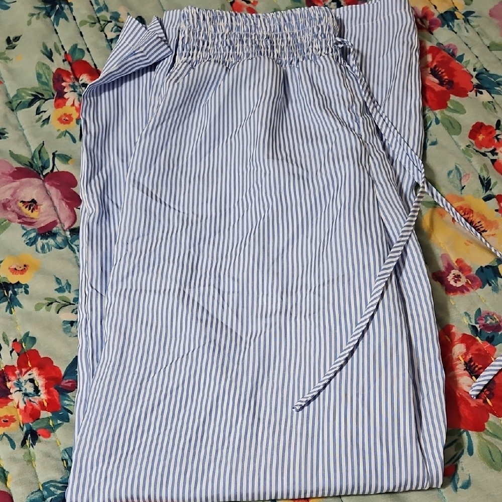 Blue and White Striped Pants - Picture 2 of 2